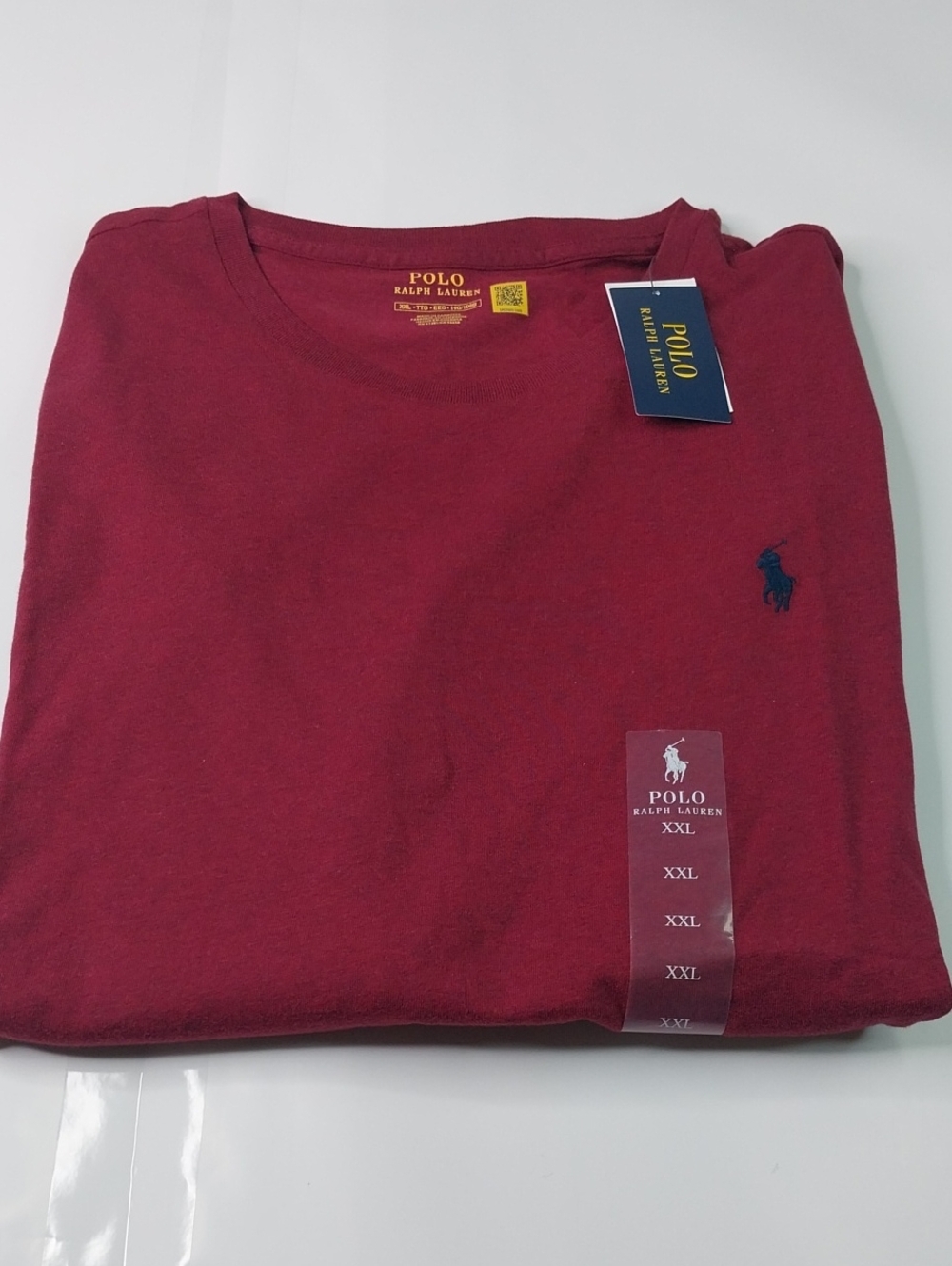 Polo by Ralph Lauren Men's Crew Neck LongsleeveTee - Burgundy with Navy Pony